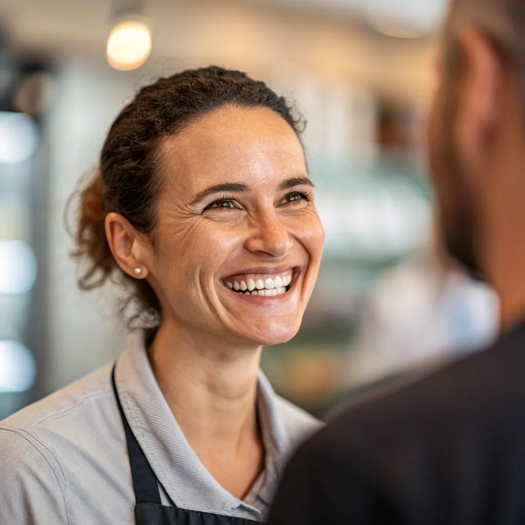 customer smiling